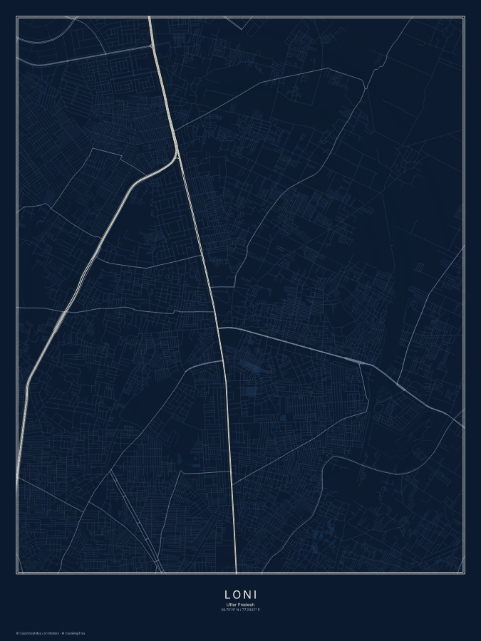 Loni map poster, midnight style
