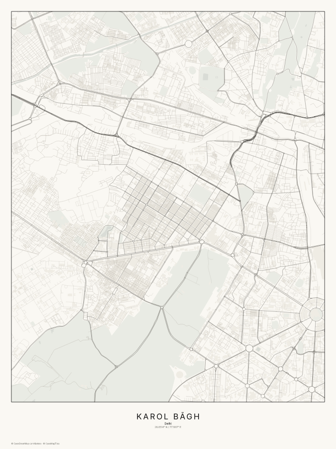 Karol Bāgh map poster, classic style