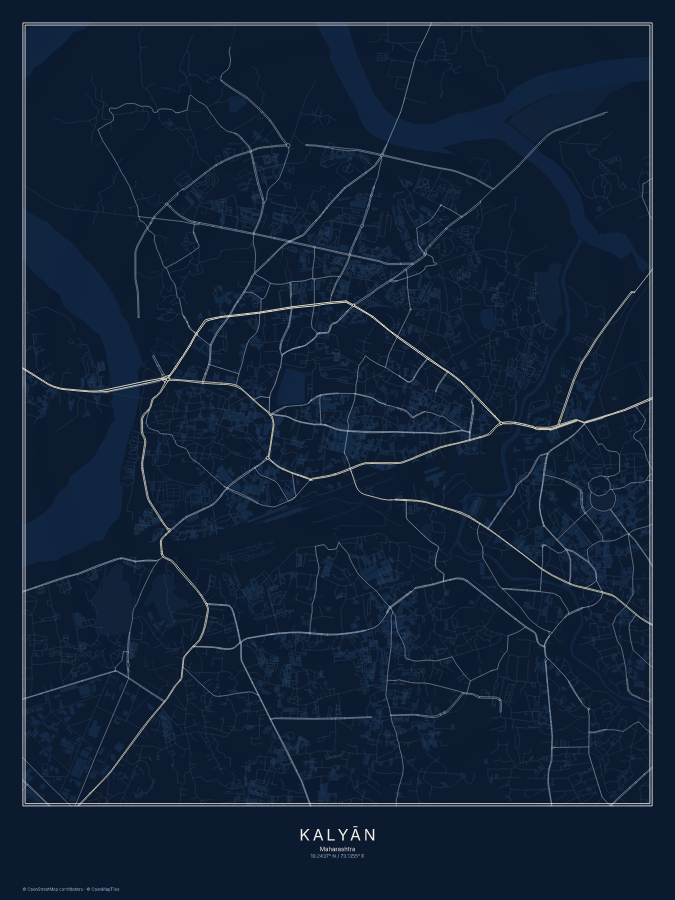 Kalyān map poster, midnight style