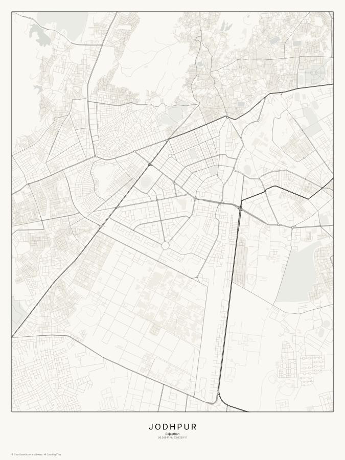 Jodhpur map poster, classic style
