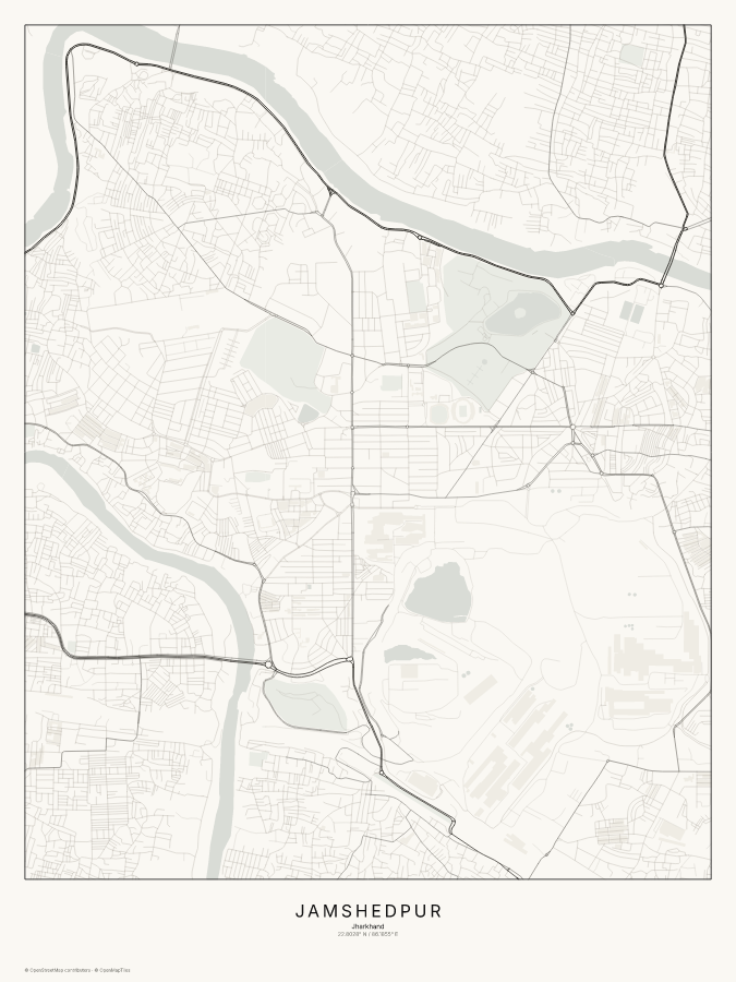 Jamshedpur map poster, classic style