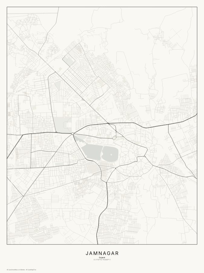 Jamnagar map poster, classic style