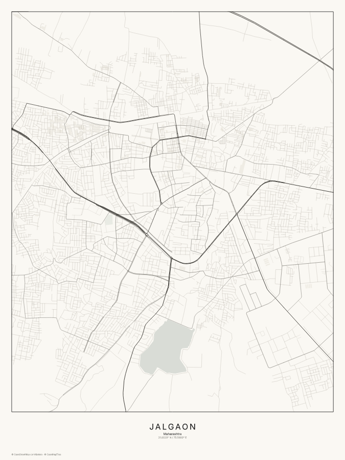 Jalgaon map poster, classic style