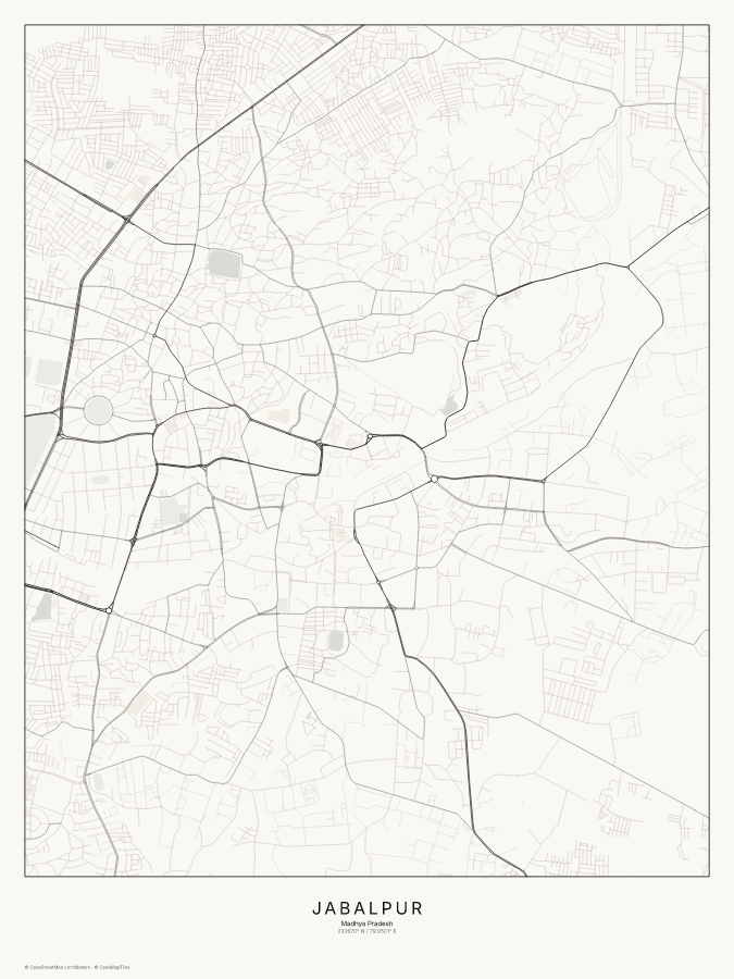 Jabalpur map poster, classic style