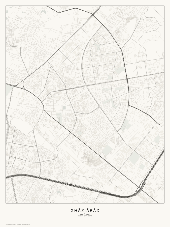 Ghāziābād map poster, classic style