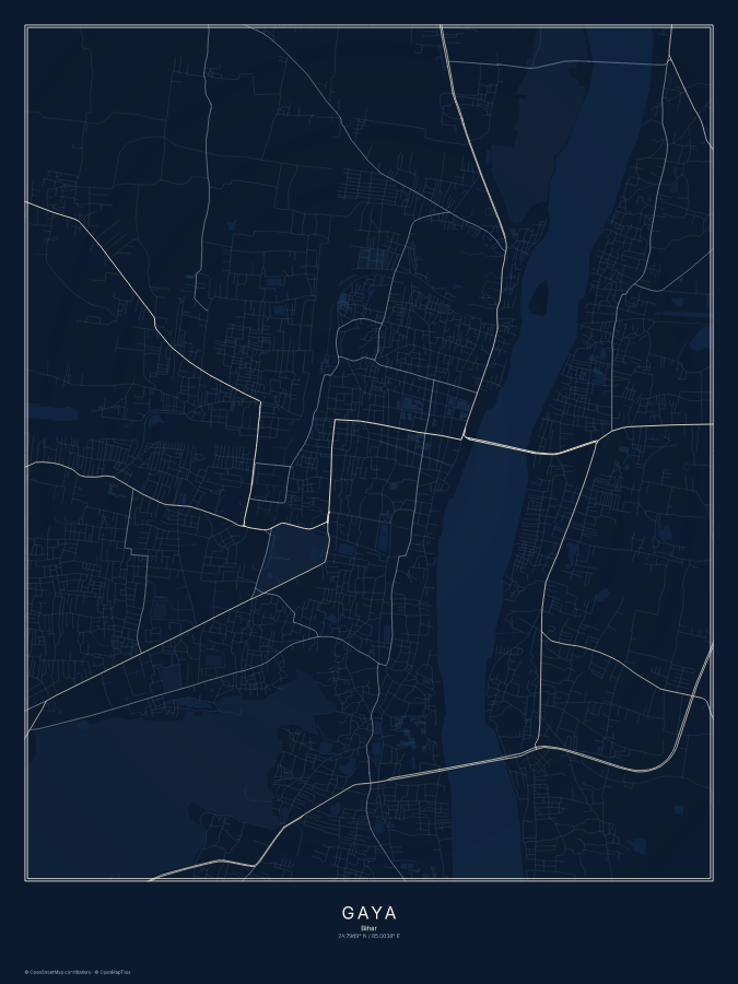 Gaya map poster, midnight style