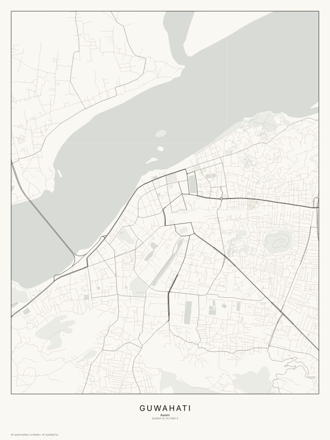 Guwahati map poster, classic style