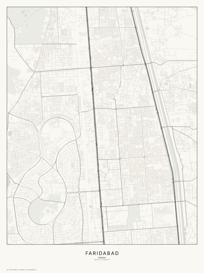 Faridabad map poster, classic style