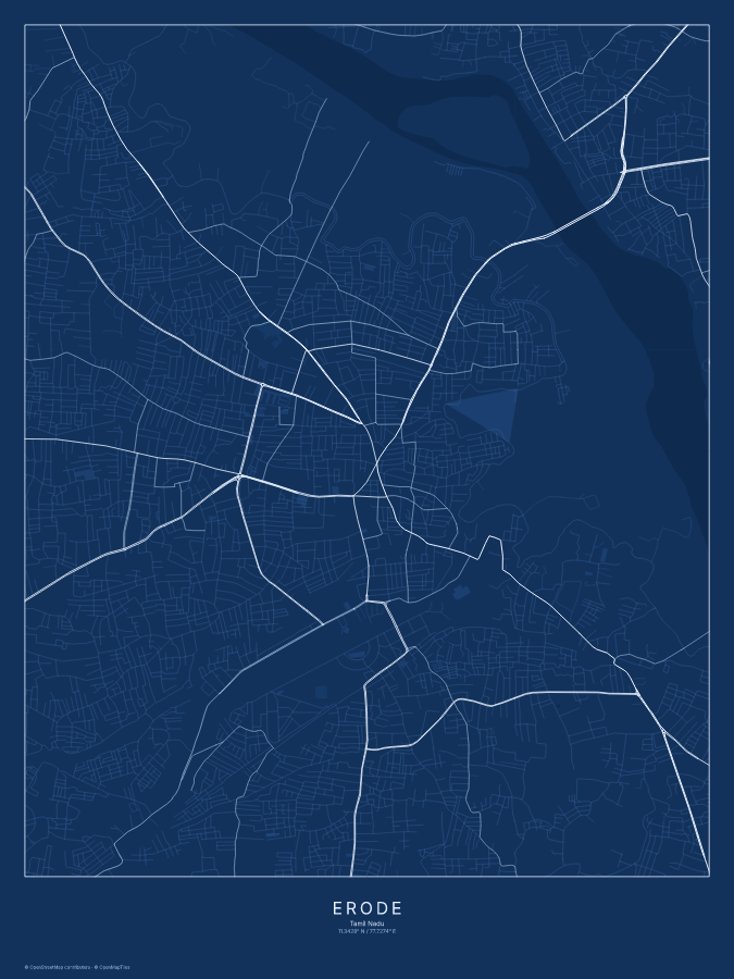 Erode map poster, blueprint style