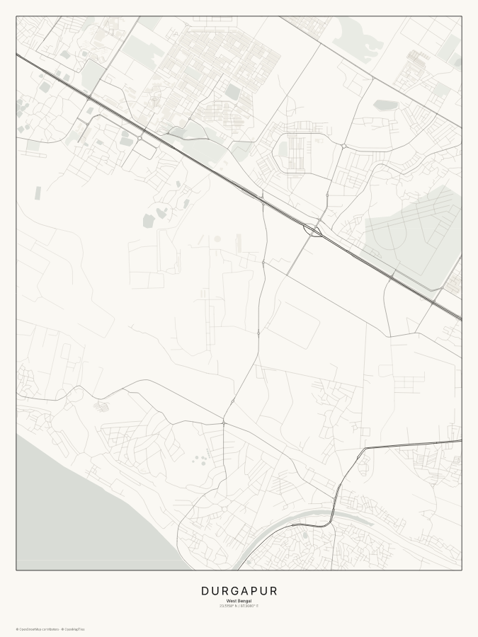 Durgapur map poster, classic style