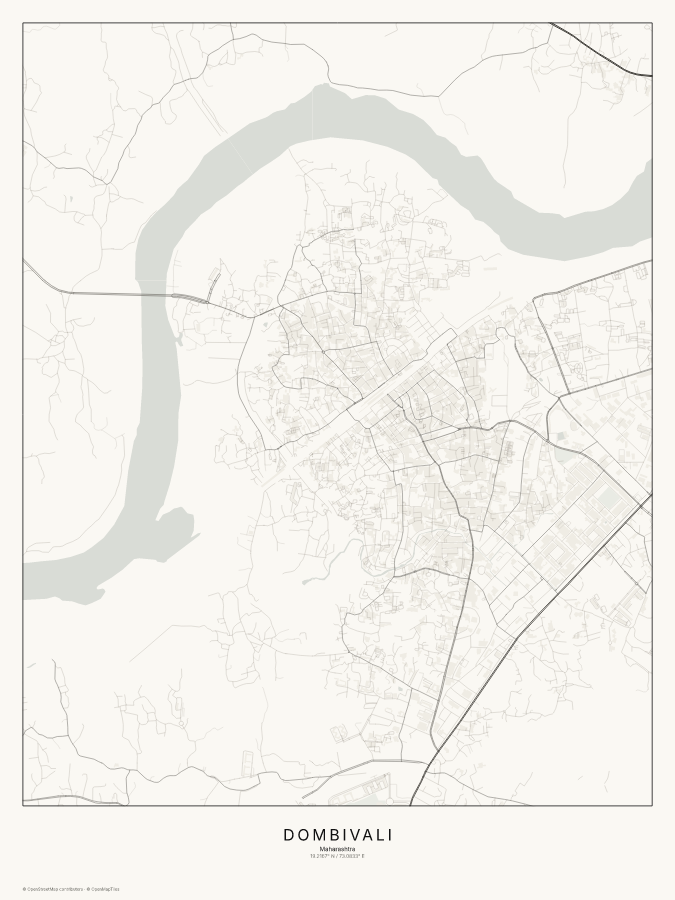 Dombivali map poster, classic style