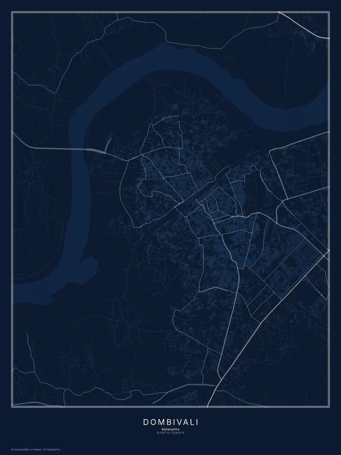 Dombivali map poster, midnight style