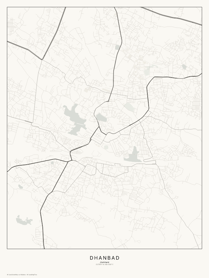 Dhanbad map poster, classic style
