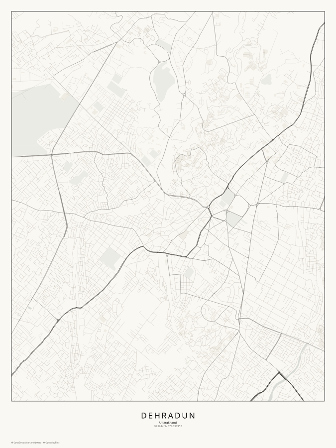 Dehradun map poster, classic style