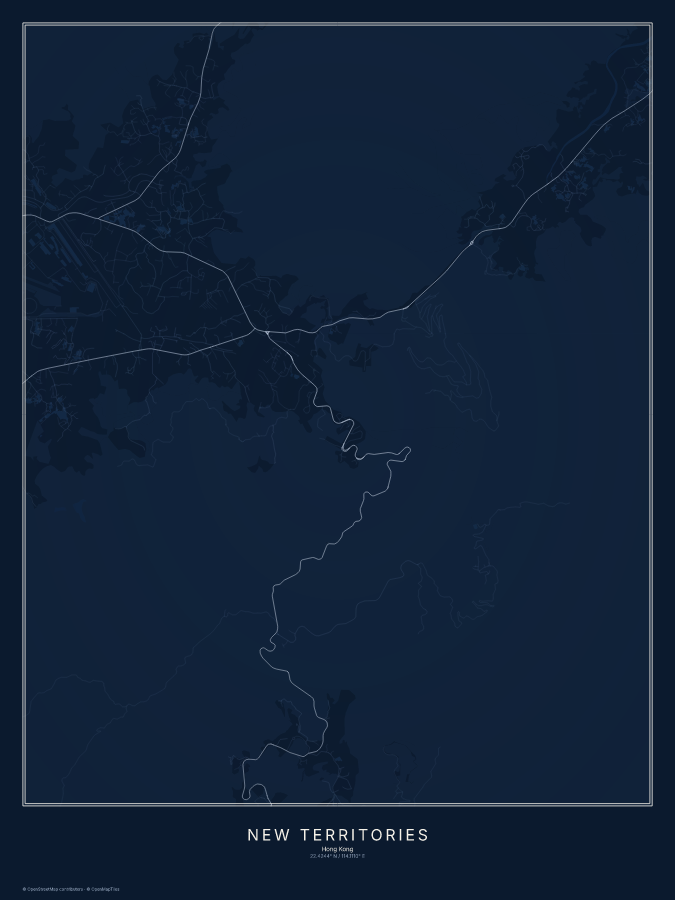 New Territories map poster, midnight style
