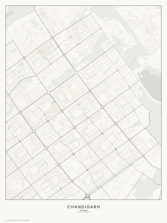 Chandigarh map poster, classic style