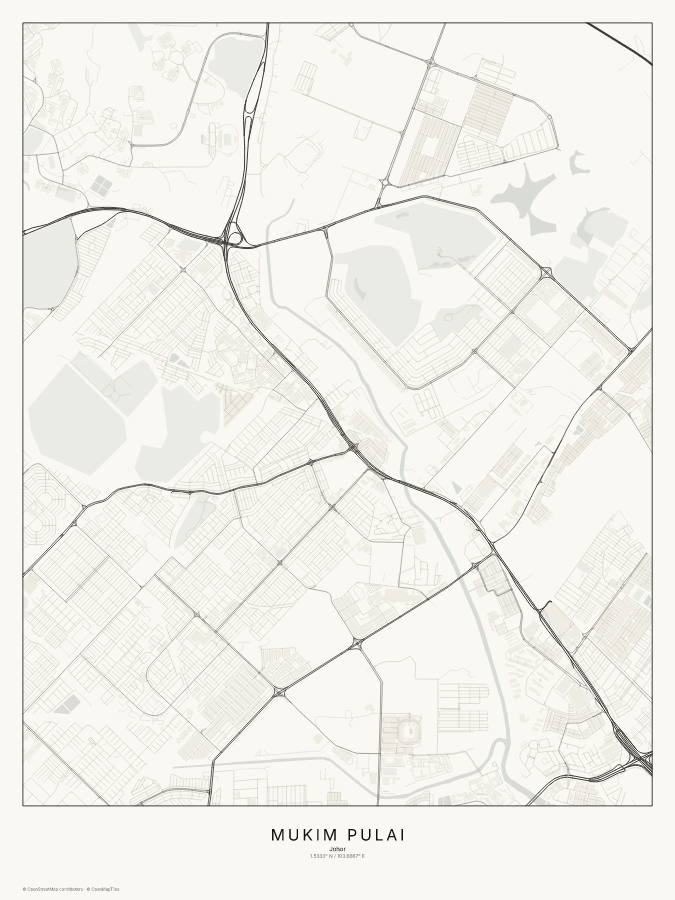 Mukim Pulai map poster, classic style