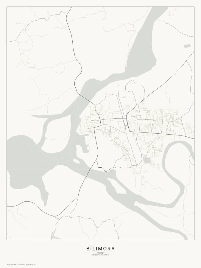 Bilimora map poster, classic style