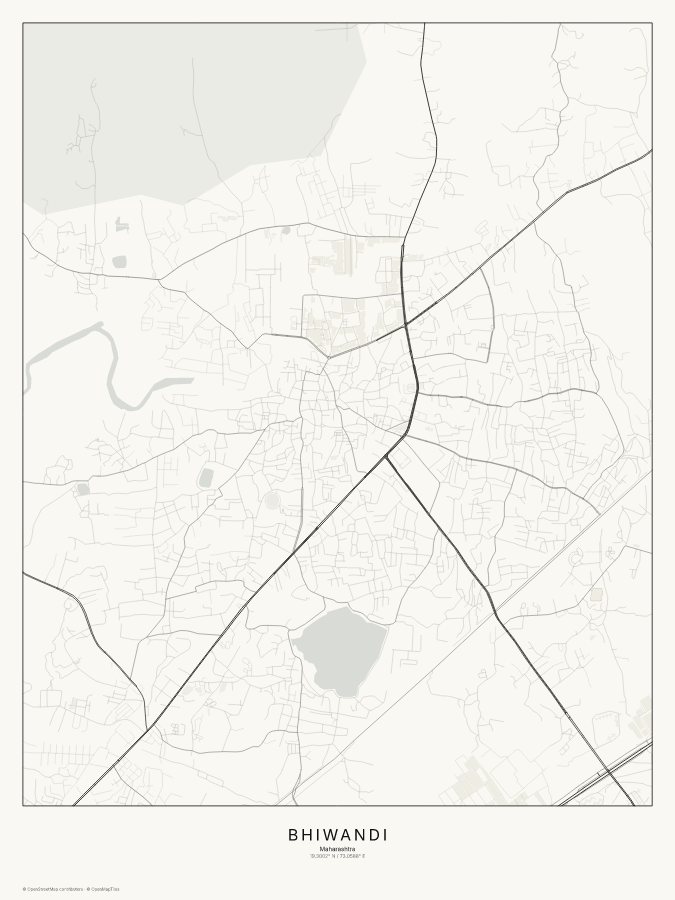 Bhiwandi map poster, classic style