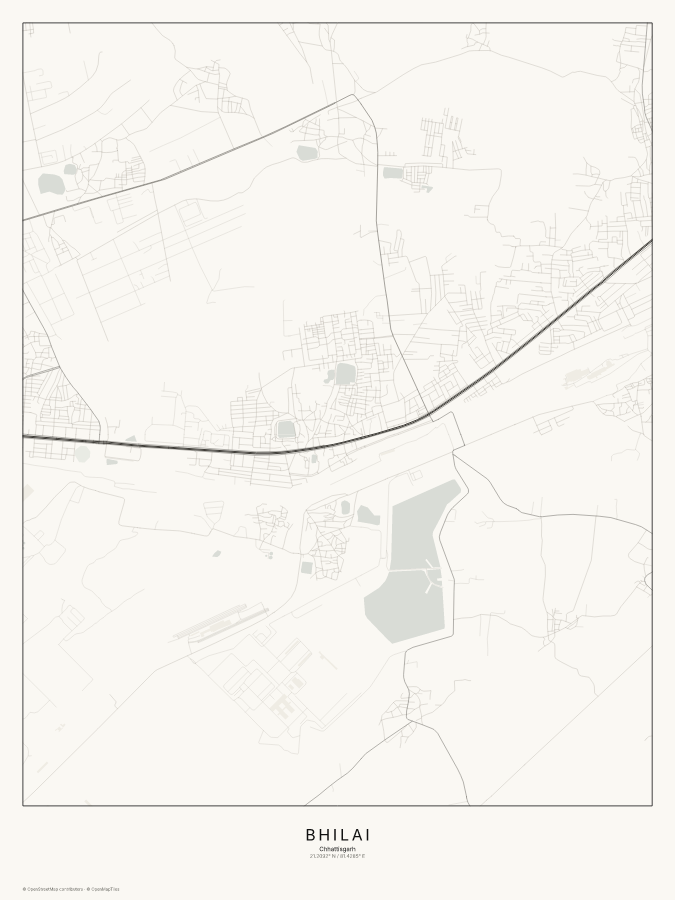 Bhilai map poster, classic style