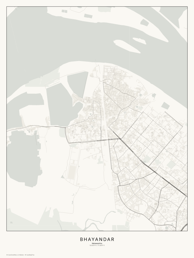 Bhayandar map poster, classic style