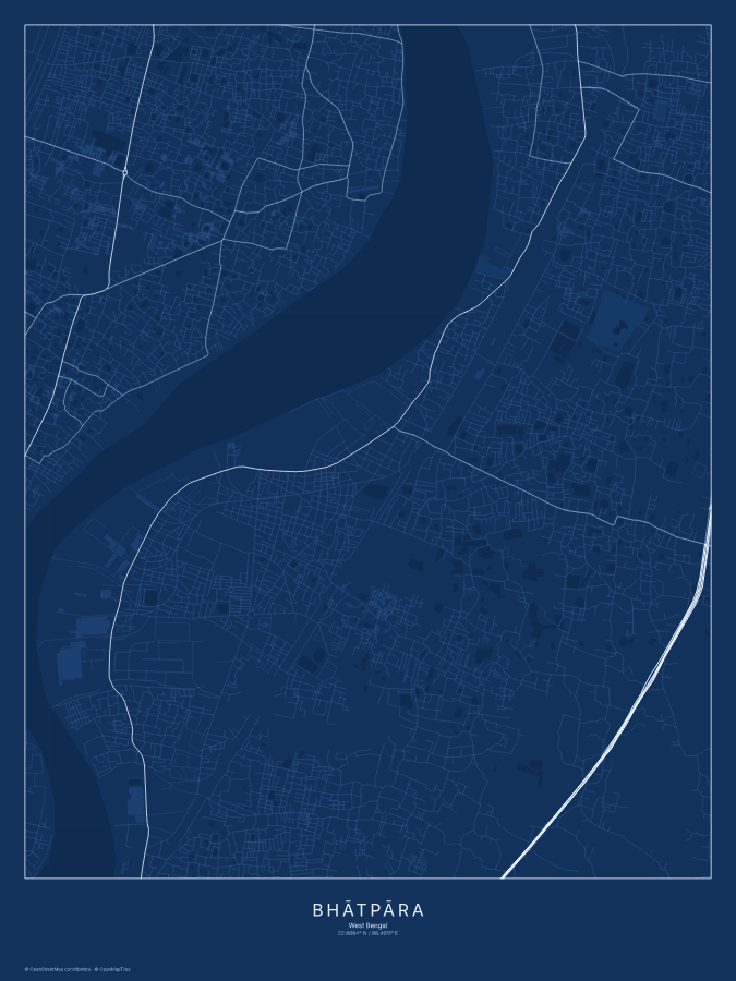 Bhātpāra map poster, blueprint style