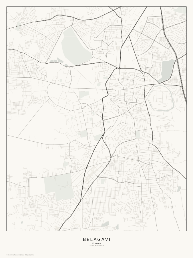 Belagavi map poster, classic style