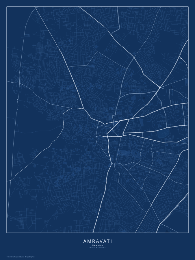 Amravati map poster, blueprint style
