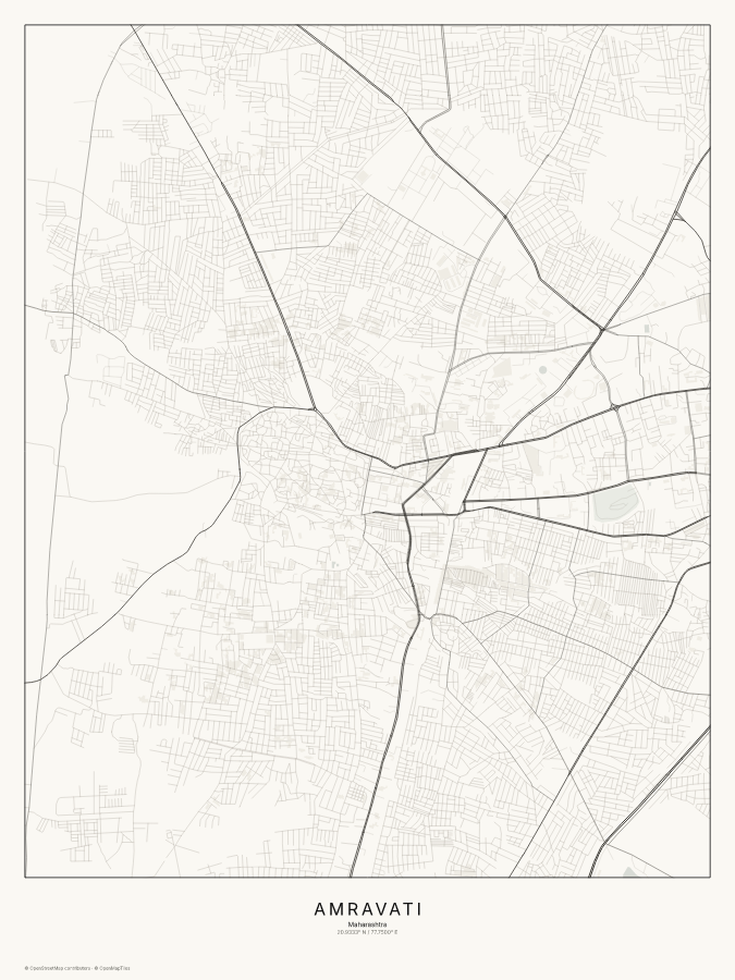 Amravati map poster, classic style