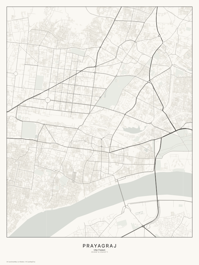 Prayagraj map poster, classic style