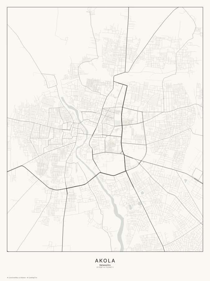 Akola map poster, classic style