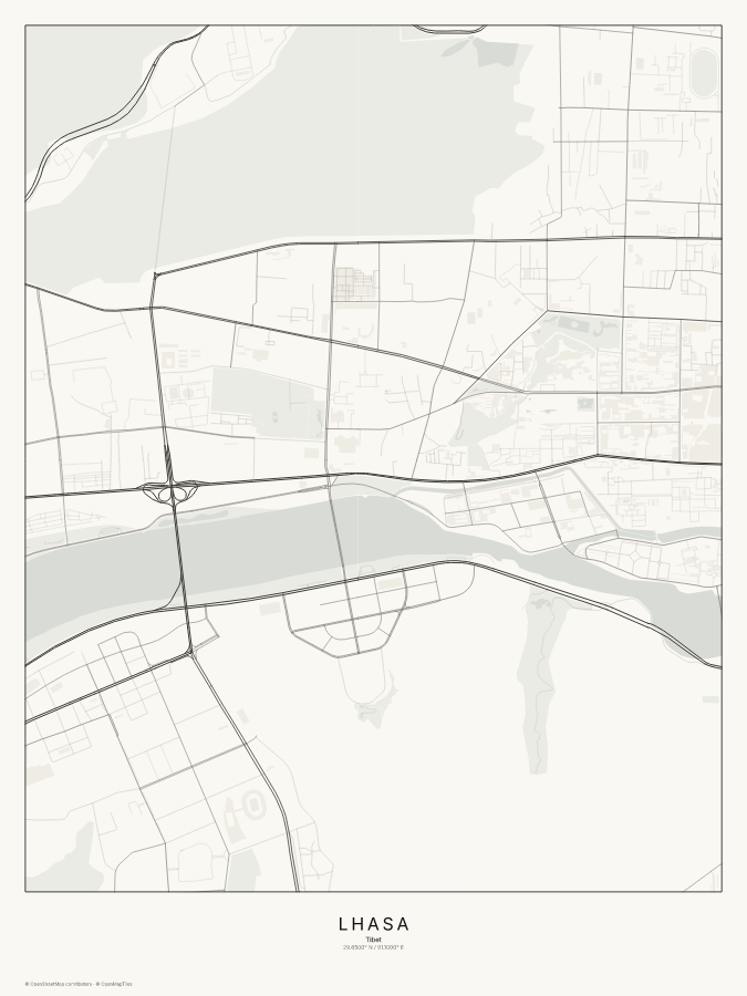 Lhasa map poster, classic style