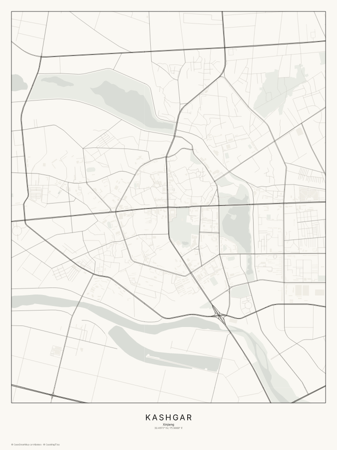 Kashgar map poster, classic style