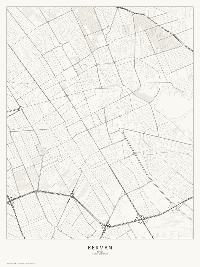 Kerman map poster, classic style