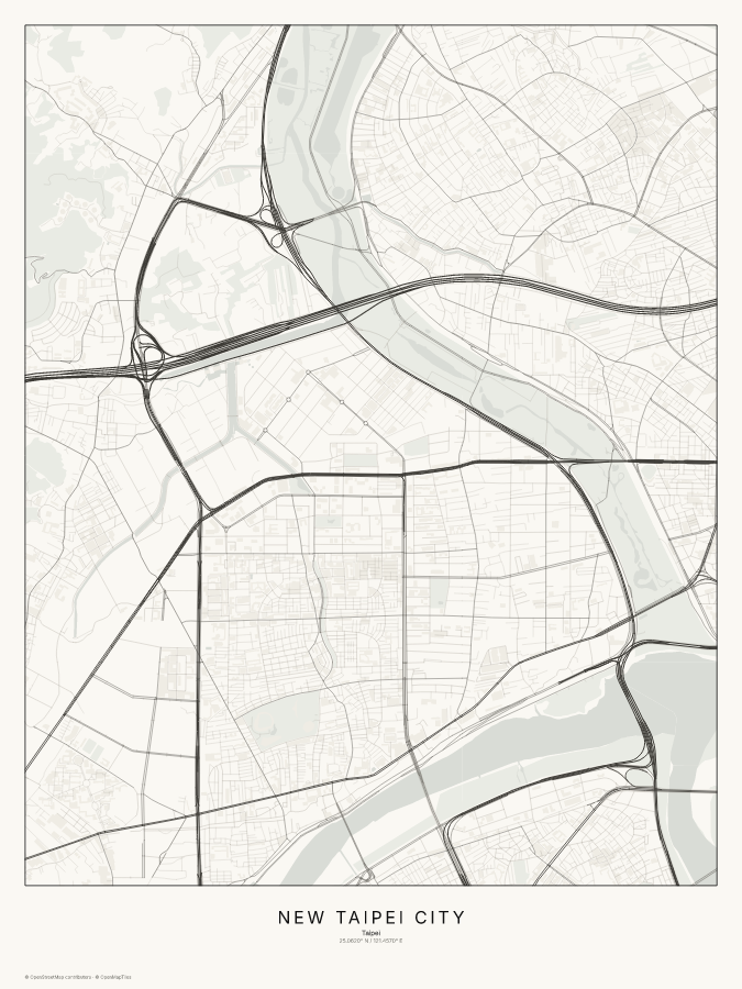 New Taipei City map poster, classic style