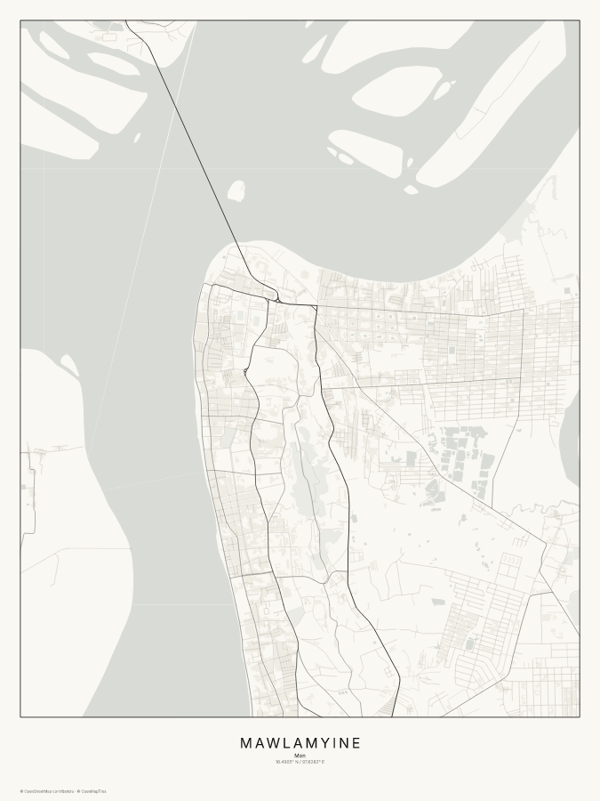 Mawlamyine map poster, classic style