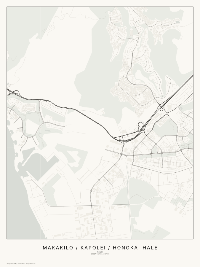 Makakilo / Kapolei / Honokai Hale map poster, classic style
