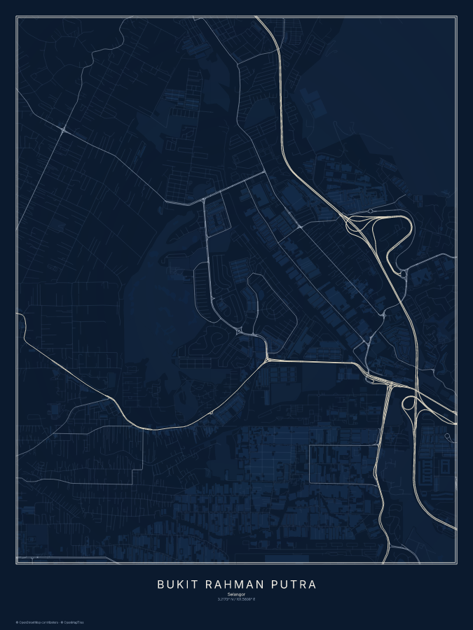 Bukit Rahman Putra map poster, midnight style