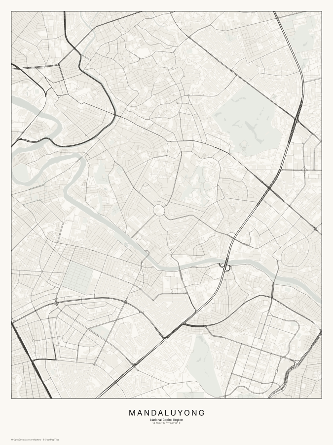 Mandaluyong map poster, classic style