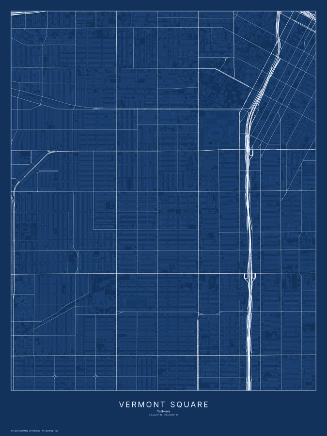 Vermont Square map poster, blueprint style