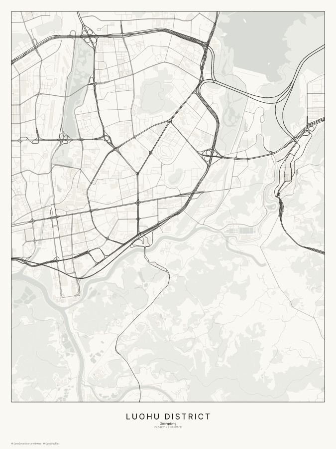 Luohu District map poster, classic style