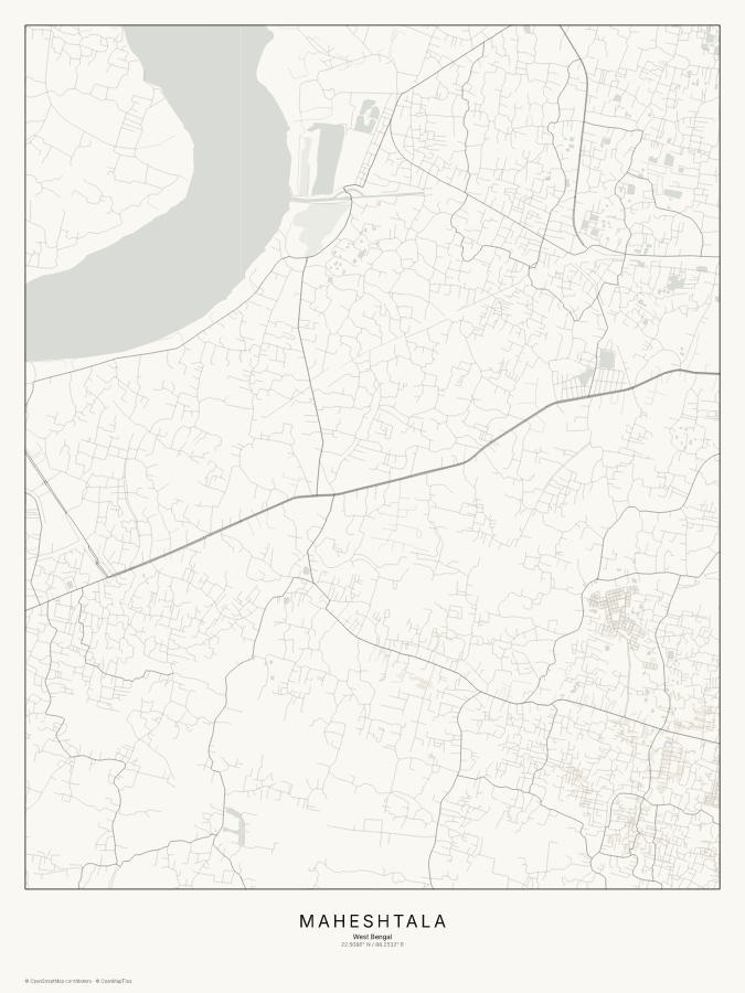 Maheshtala map poster, classic style