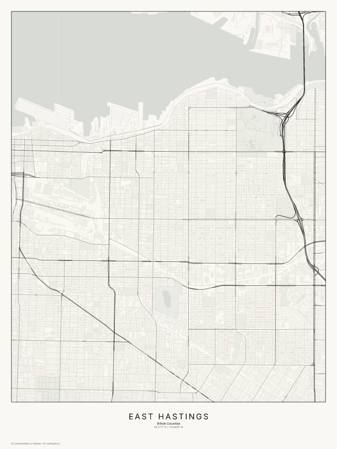 East Hastings map poster, classic style