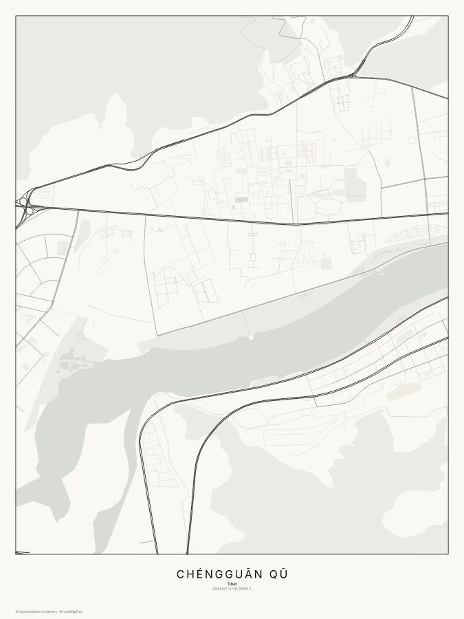 Chéngguān Qū map poster, classic style