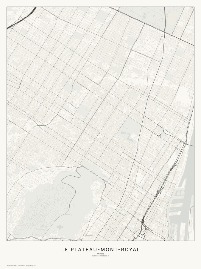 Le Plateau-Mont-Royal map poster, classic style