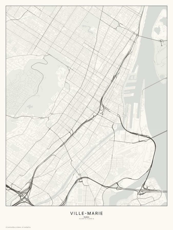 Ville-Marie map poster, classic style