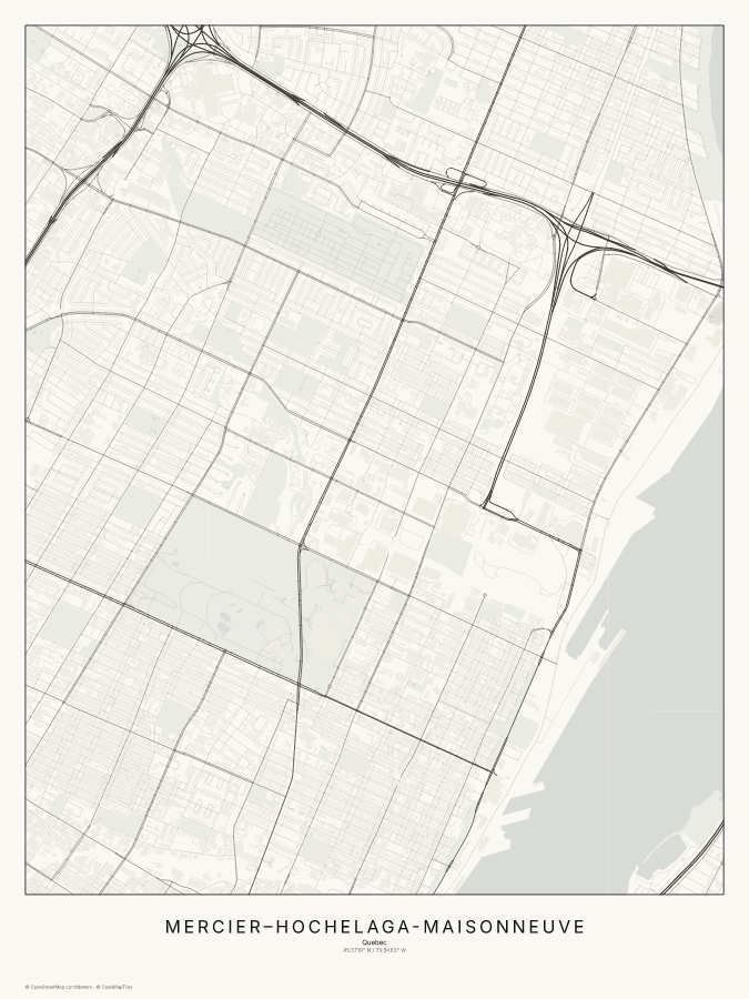 Mercier–Hochelaga-Maisonneuve map poster, classic style