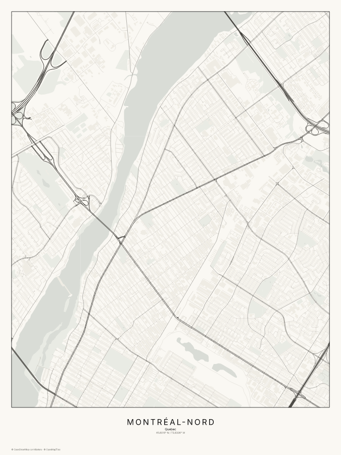 Montréal-Nord map poster, classic style