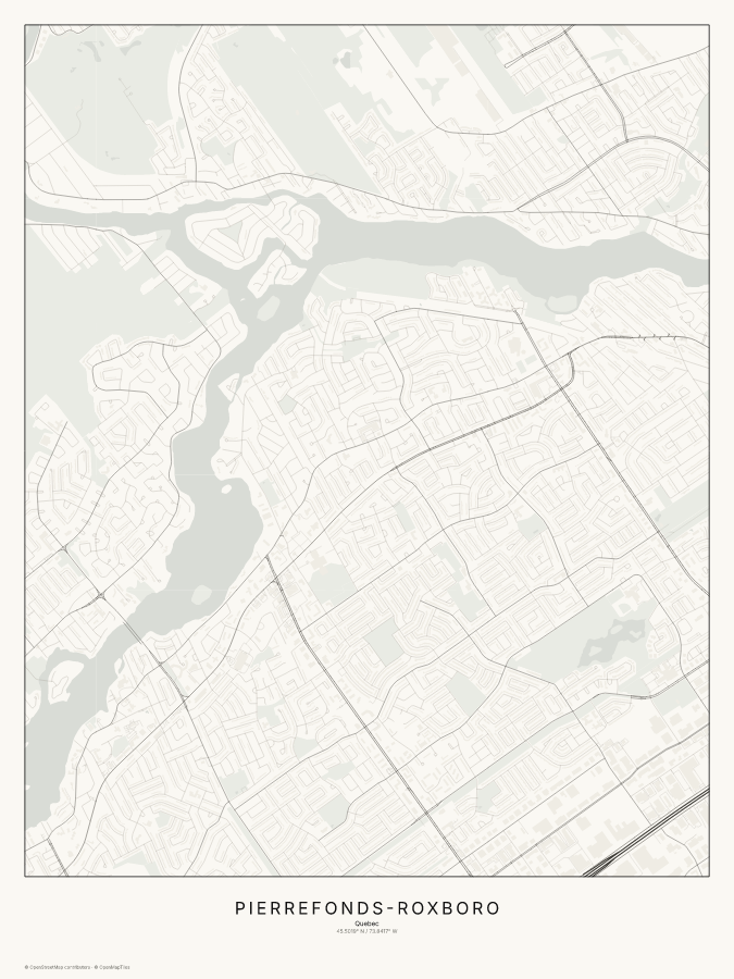 Pierrefonds-Roxboro map poster, classic style