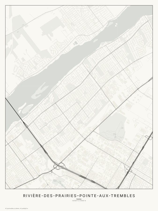 Rivière-des-Prairies–Pointe-aux-Trembles map poster, classic style